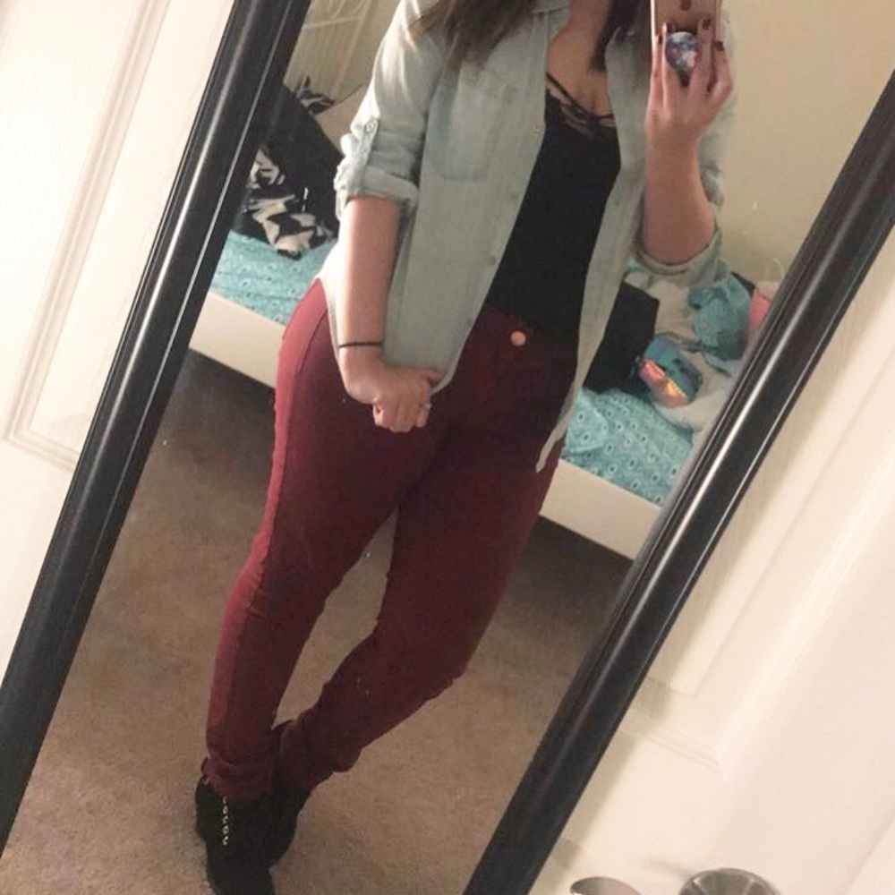 Burgundy jeans